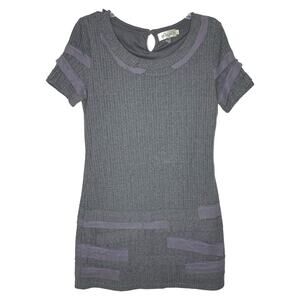 Mur Mur Grey Knit Short Sleeve Sweater Mini Dress Large